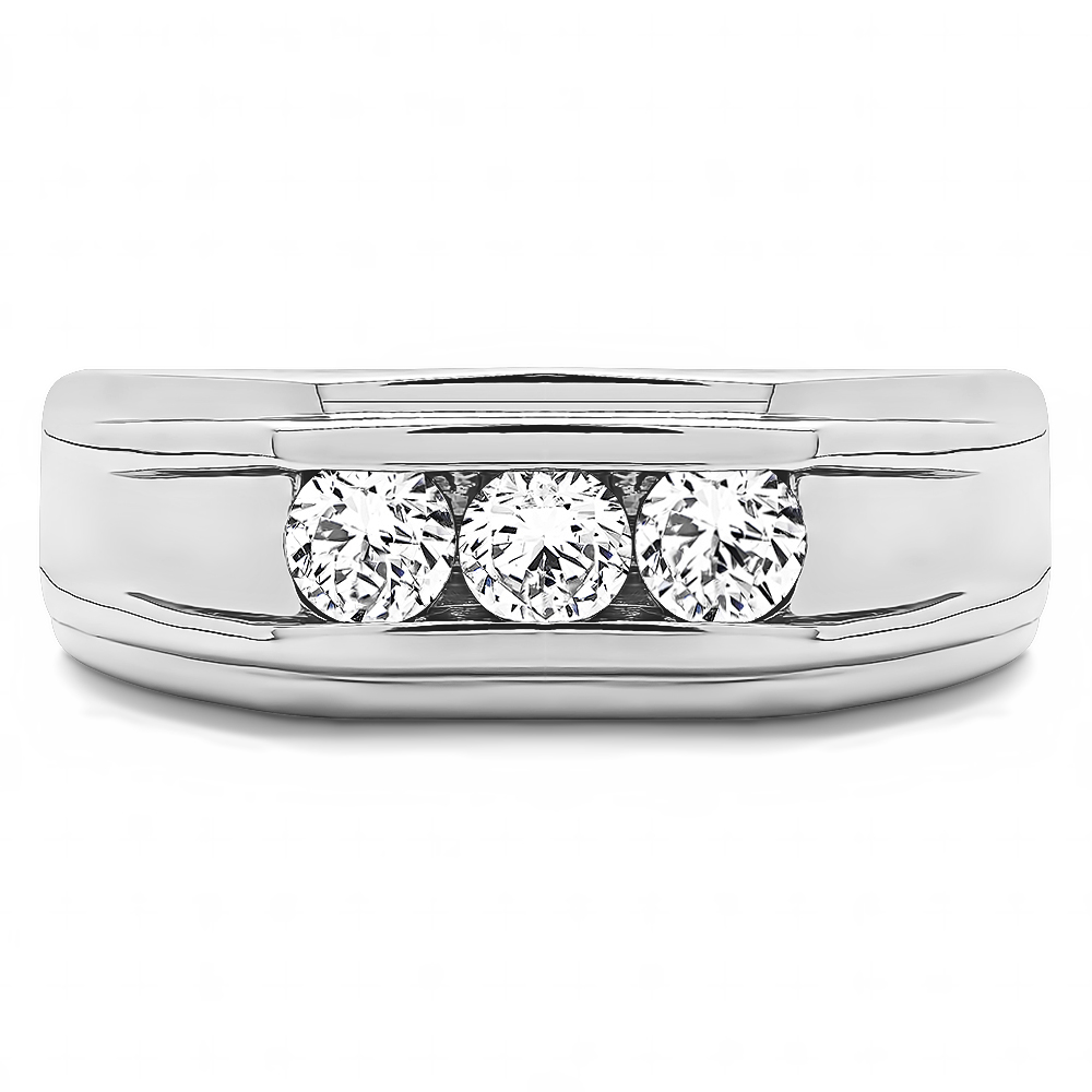 TwoBirch Men Ring in 10k White Gold with Forever Brilliant Moissanite by Charles Colvard (0.67 CT)