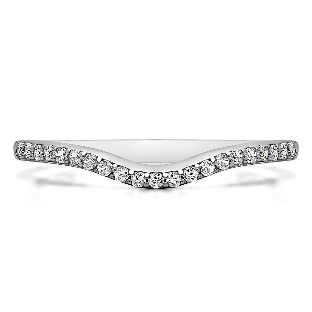 TwoBirch Dainty Contour Wedding Ring in 14k White Gold with Forever Brilliant Moissanite by Charles Colvard (0.16 CT)