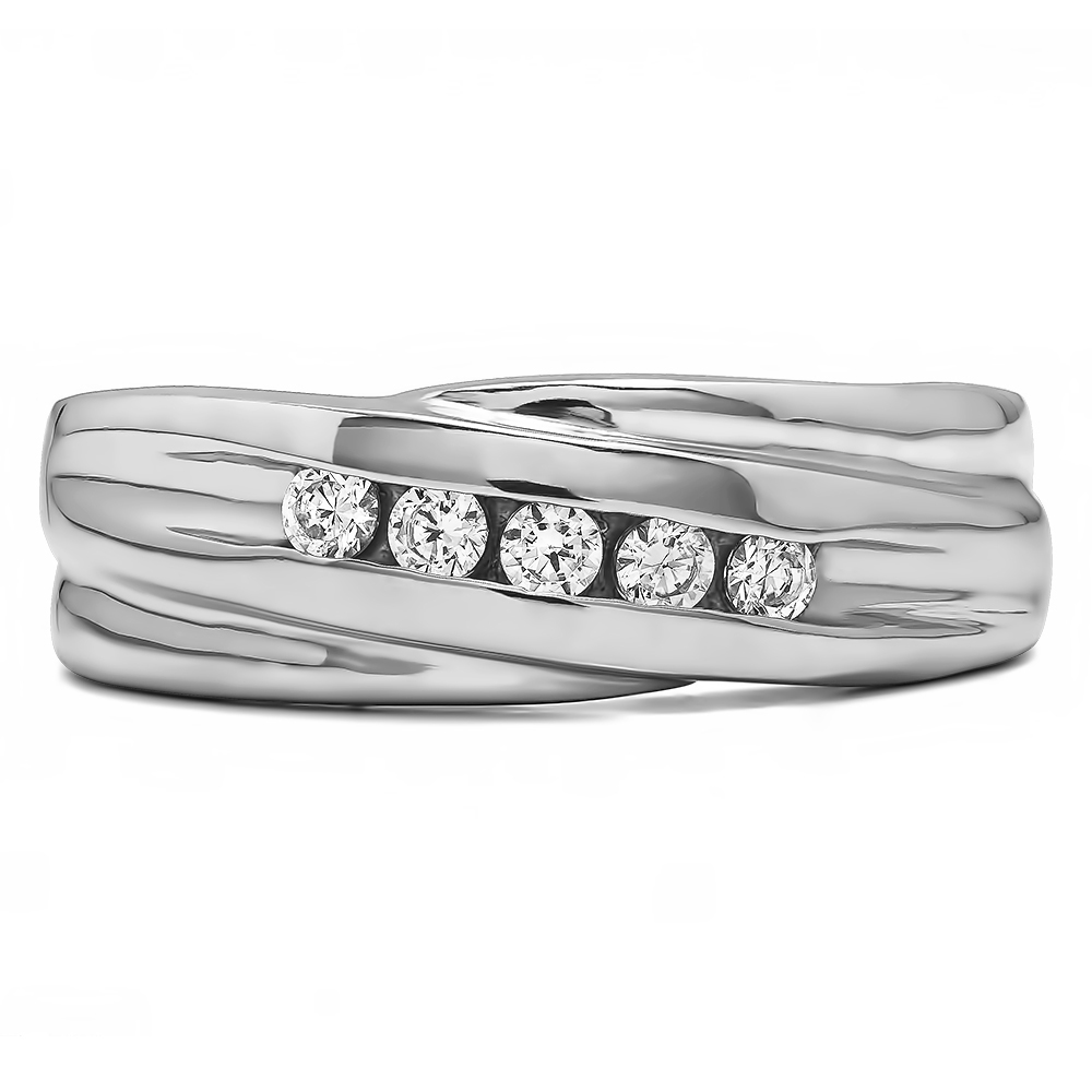 TwoBirch Men Ring in 14k White Gold with Forever Brilliant Moissanite by Charles Colvard (0.23 CT)