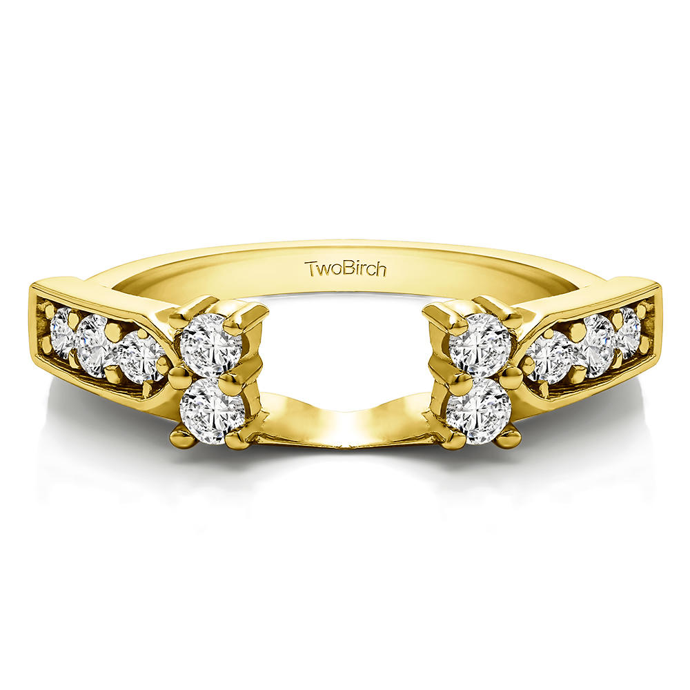 TwoBirch Moissanite Embellished Classic Style Ring Wrap in 10k Yellow Gold with Forever Brilliant Moissanite by Charles Colvard (0.32 CT)