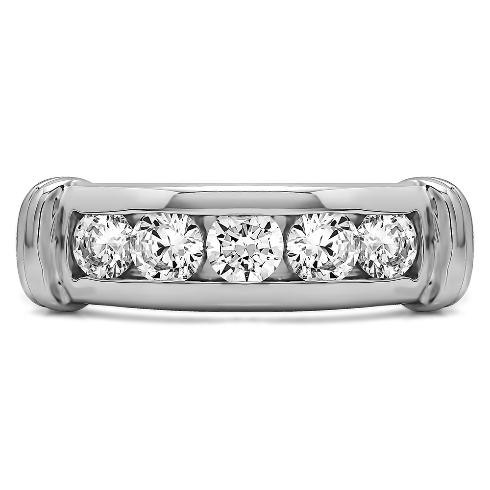 TwoBirch Men Ring in Two Tone Silver with Forever Brilliant Moissanite by Charles Colvard (0.43 CT)