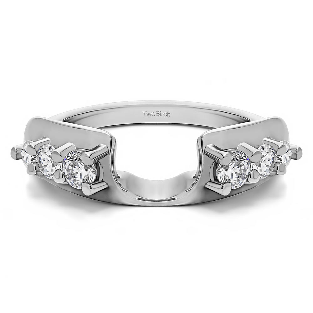 TwoBirch Moissanite Classic Style Ring Enhancer in 10k White Gold with Forever Brilliant Moissanite by Charles Colvard (0.23 CT)