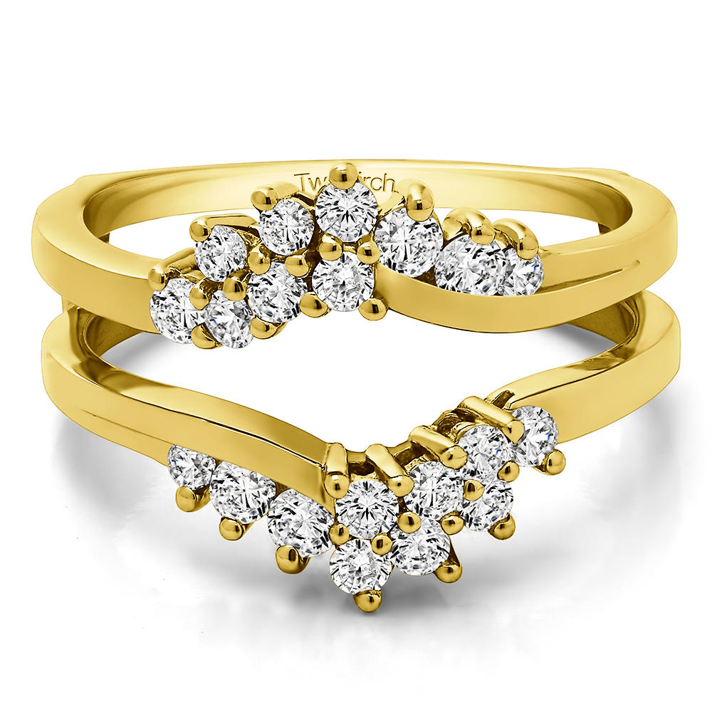 TwoBirch Ring Guard in Yellow Silver with Forever Brilliant Moissanite by Charles Colvard (0.63 CT)