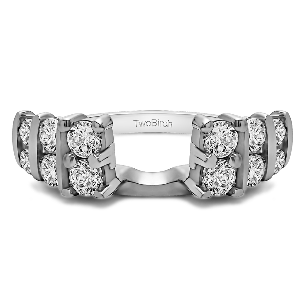TwoBirch Moissanite Anniversary Ring Wrap Enhancer in Sterling Silver with Forever Brilliant Moissanite by Charles Colvard (0.62 CT)