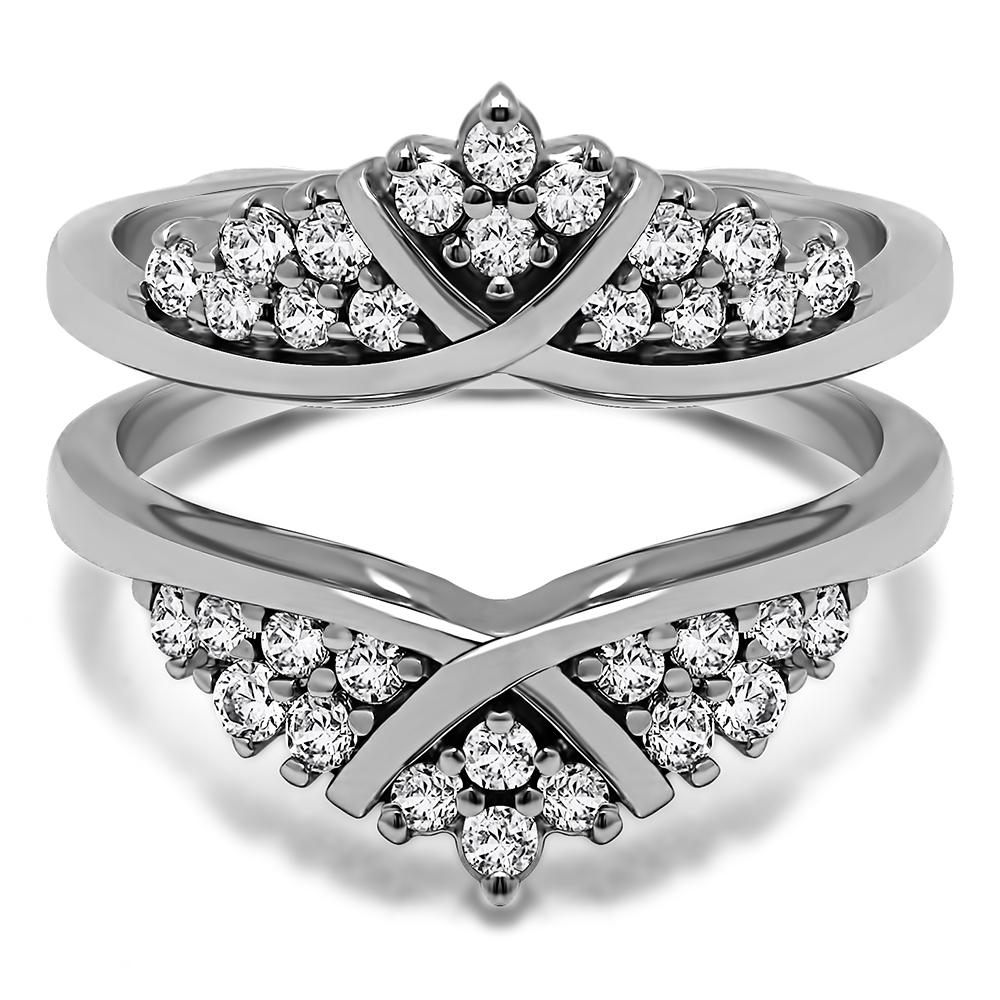 TwoBirch X Style Triple Row Anniversary Ring Guard in Sterling Silver with Forever Brilliant Moissanite by Charles Colvard (0.42 CT)