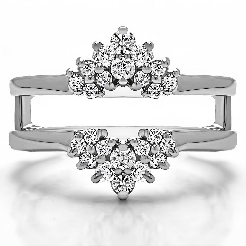 TwoBirch Double Row Prong Set Ring Guard in 10k White Gold with Forever Brilliant Moissanite by Charles Colvard (0.46 CT)