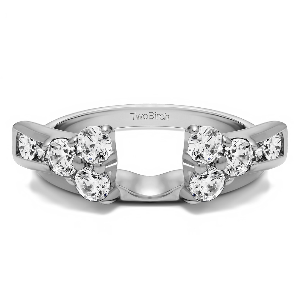 TwoBirch Moissanite Anniversary Ring Wrap Enhancer in 10k White Gold with Forever Brilliant Moissanite by Charles Colvard (0.63 CT)