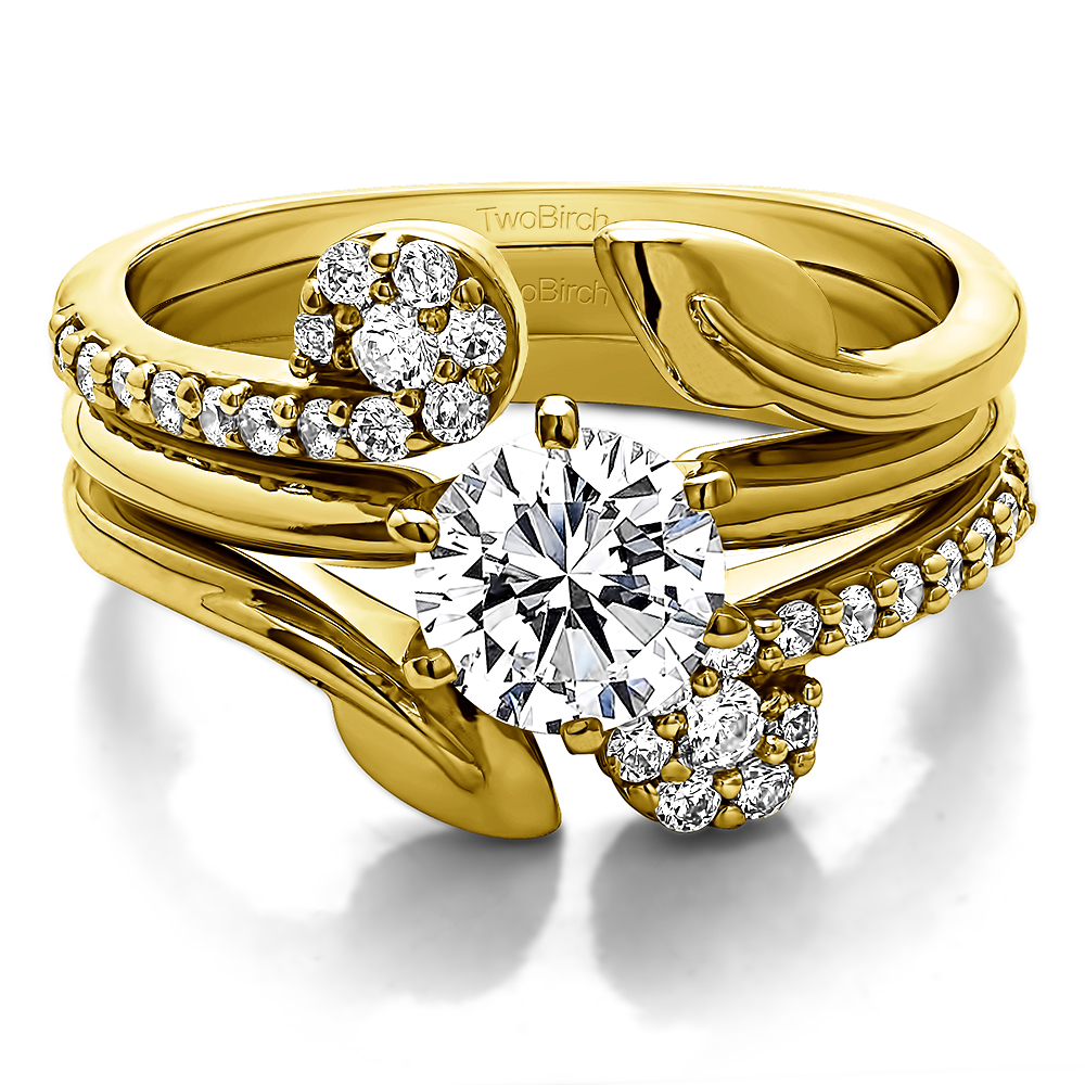 TwoBirch Ring Guard in Yellow Silver with Forever Brilliant Moissanite by Charles Colvard (0.41 CT)