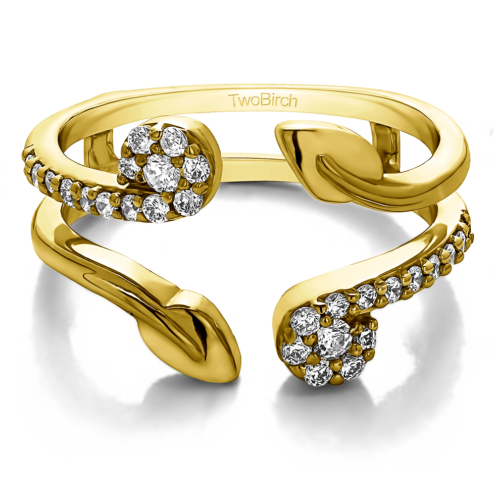 TwoBirch Ring Guard in Yellow Silver with Forever Brilliant Moissanite by Charles Colvard (0.41 CT)