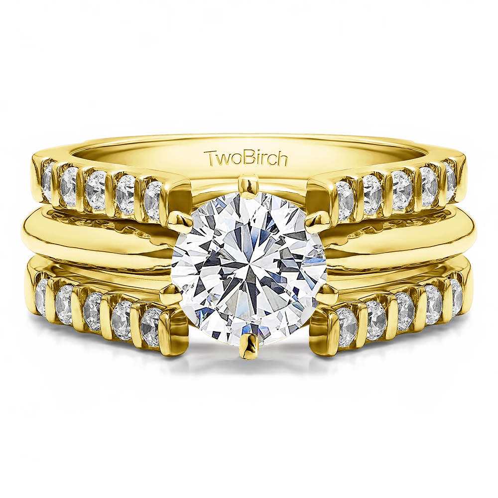 TwoBirch Ring Guard in 14k Yellow Gold with Forever Brilliant Moissanite by Charles Colvard (0.45 CT)