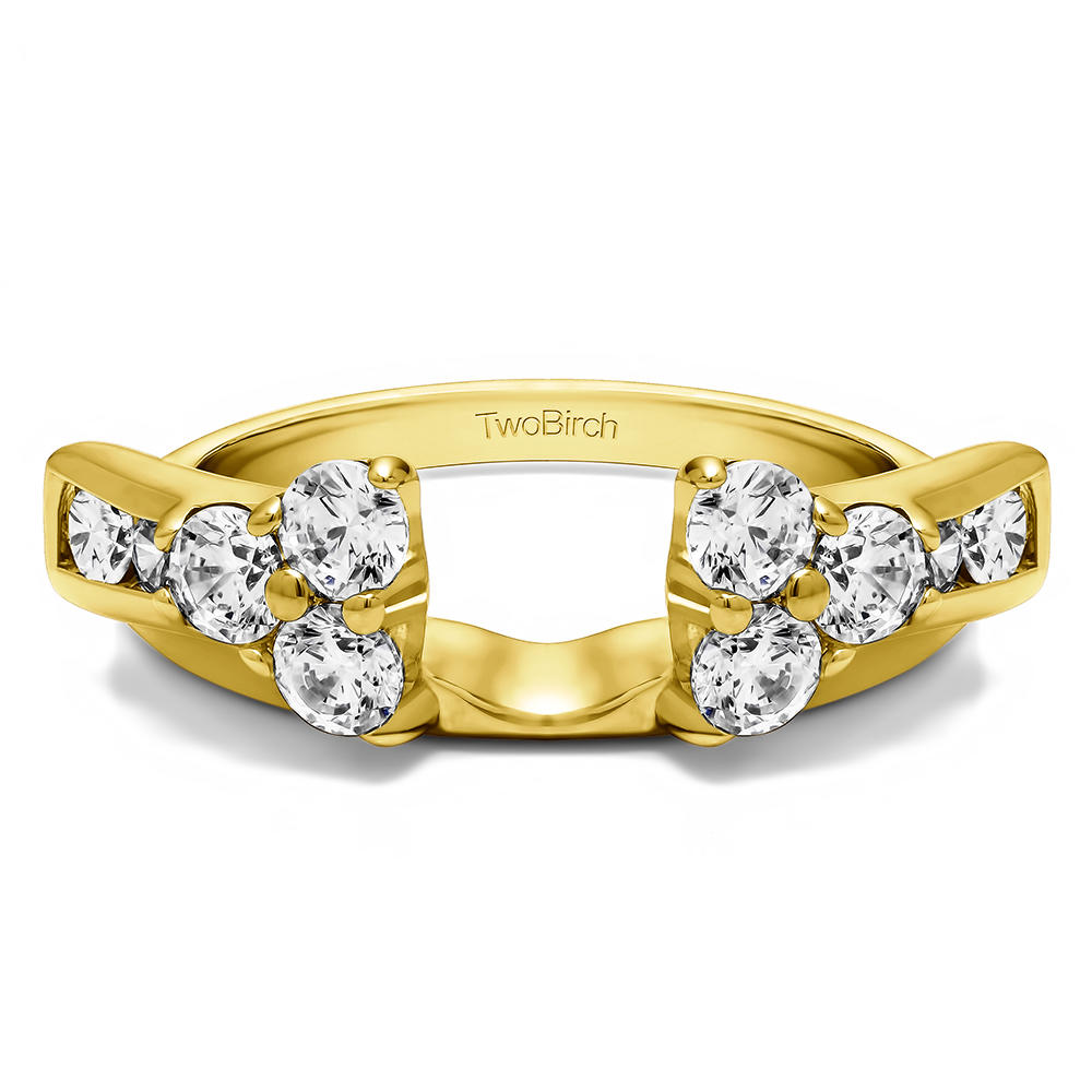 TwoBirch Moissanite Anniversary Ring Wrap Enhancer in 14k Yellow Gold with Forever Brilliant Moissanite by Charles Colvard (0.45 CT)