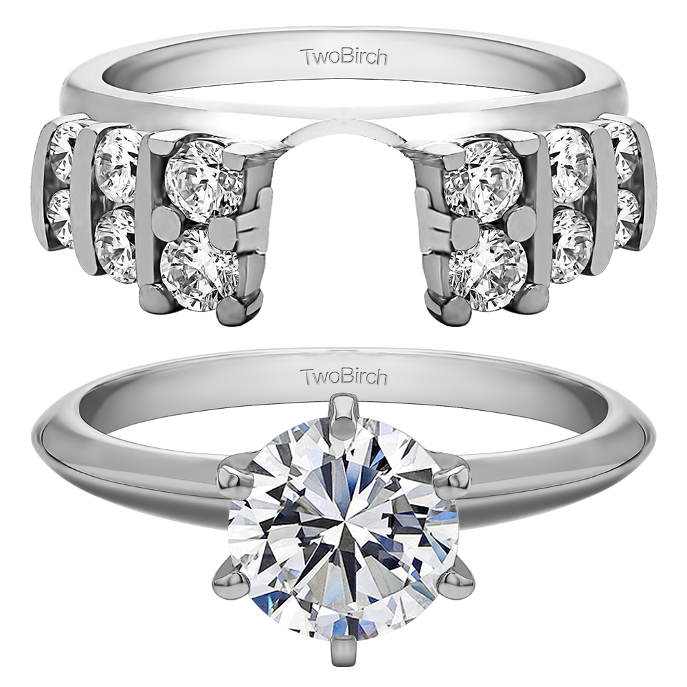 TwoBirch Moissanite Anniversary Ring Wrap Enhancer in 14k White Gold with Forever Brilliant Moissanite by Charles Colvard (0.23 CT)