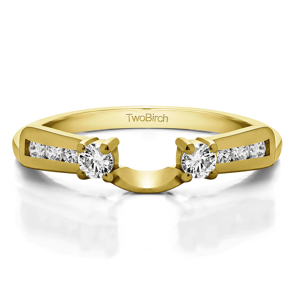 TwoBirch Moissanite Anniversary Ring Wrap Enhancer in 14k Yellow Gold with Forever Brilliant Moissanite by Charles Colvard (0.22 CT)