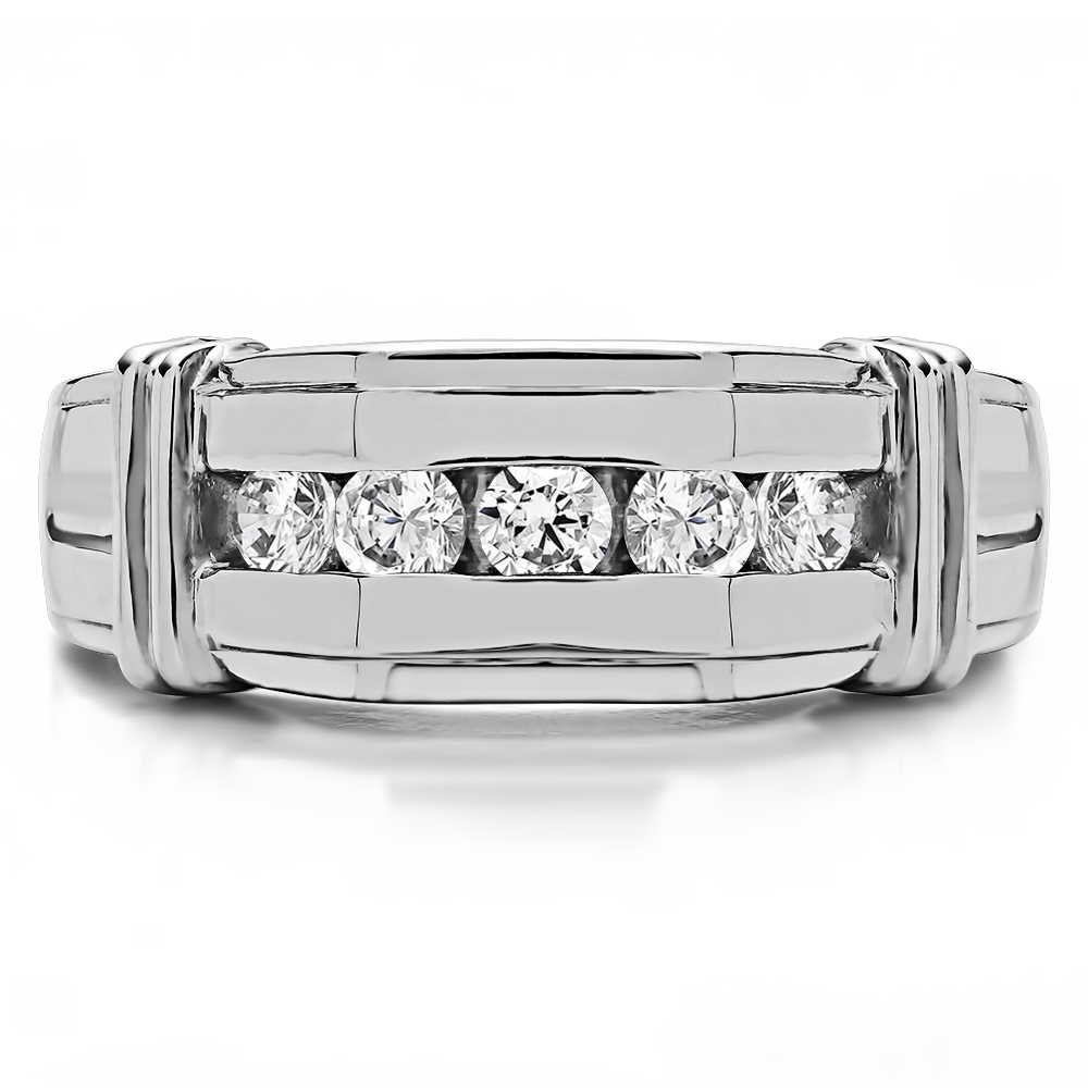 TwoBirch Men Ring in Sterling Silver with Forever Brilliant Moissanite by Charles Colvard (1.71 CT)