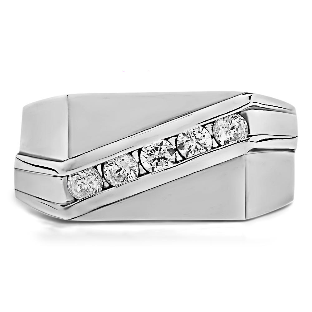 TwoBirch Men Ring in Two Tone Silver with Forever Brilliant Moissanite by Charles Colvard (0.45 CT)