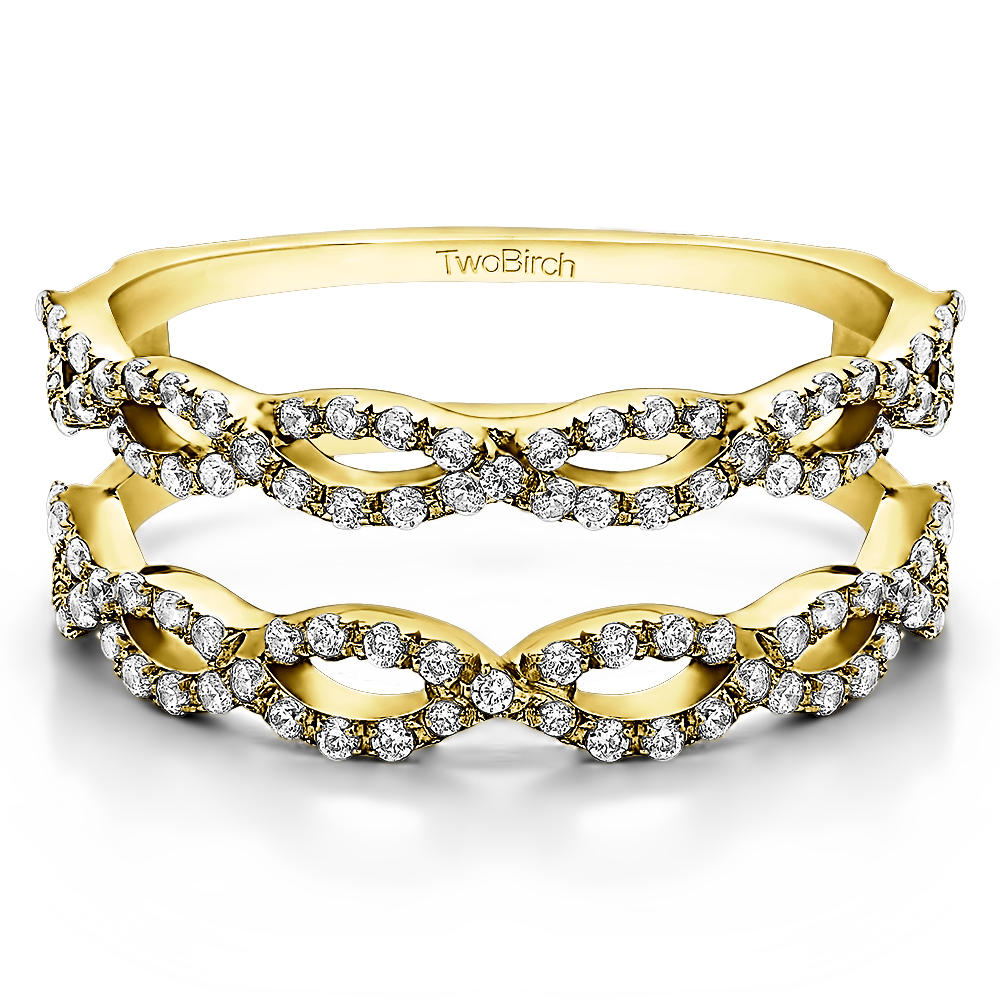 TwoBirch Wedding Ring Guard Enhancer in 14k Yellow Gold with Forever Brilliant Moissanite by Charles Colvard (0.63 CT)