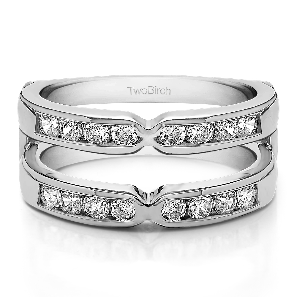 TwoBirch Ring Guard in 14k White Gold with Forever Brilliant Moissanite by Charles Colvard (0.45 CT)