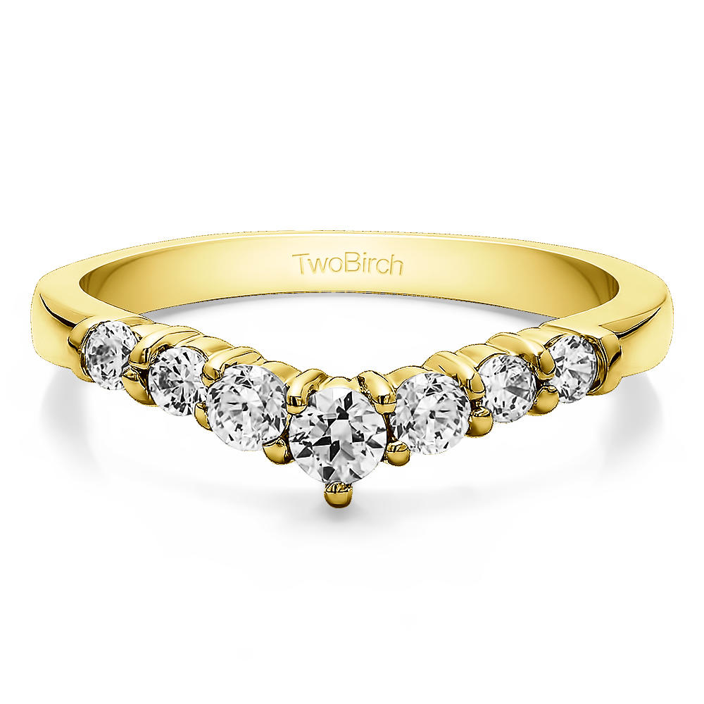 TwoBirch Curved Ring in Yellow Silver with Forever Brilliant Moissanite by Charles Colvard (0.33 CT)