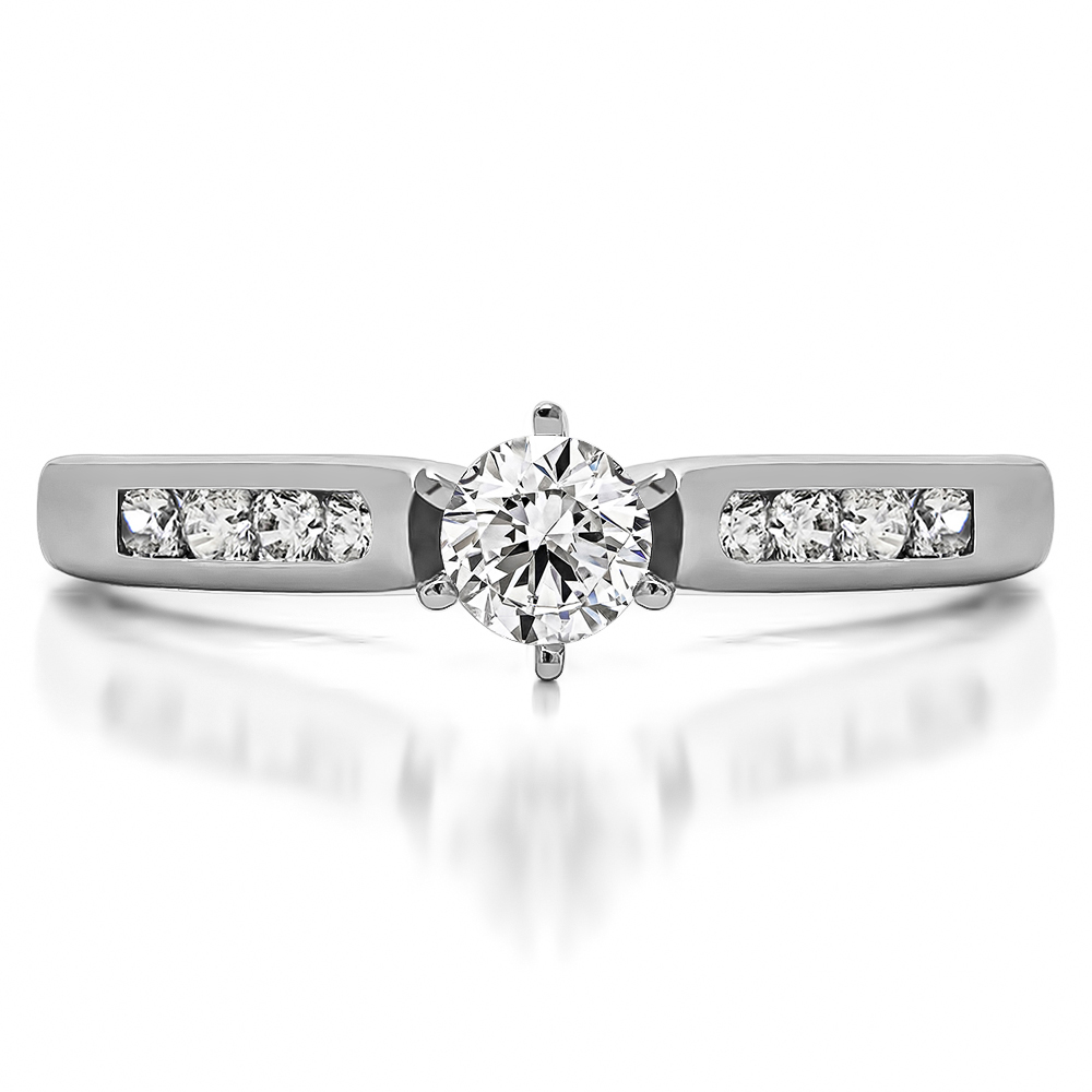 TwoBirch Traditional Promise Ring (0.41 Cts.) in Sterling Silver with Forever Brilliant Moissanite by Charles Colvard (0.41 CT)