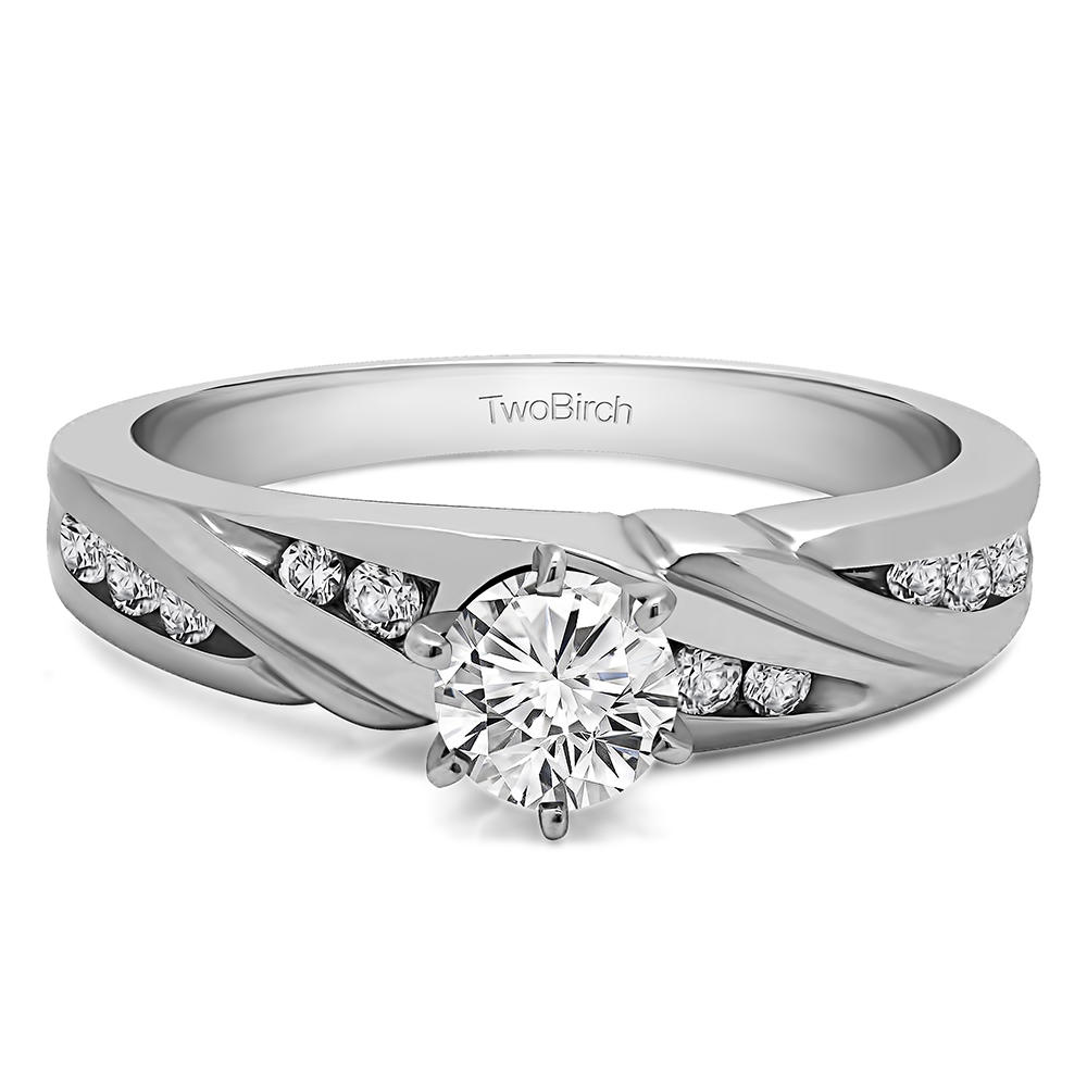 TwoBirch Infinity Engagement Ring (0.49 Cts.) in 10k White Gold with Forever Brilliant Moissanite by Charles Colvard (0.49 CT)