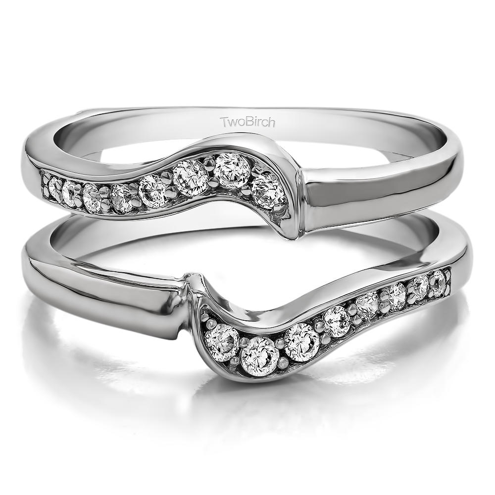 TwoBirch Small Knott Ring Guard Enhancer in Sterling Silver with Forever Brilliant Moissanite by Charles Colvard (0.24 CT)