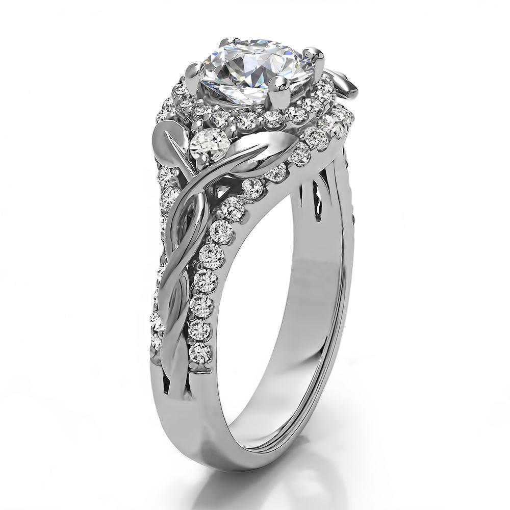 TwoBirch Bridal Set(engagment ring and matching band,2 rings) set in 10k White Gold With Colvard Moissanite(2.1tw)