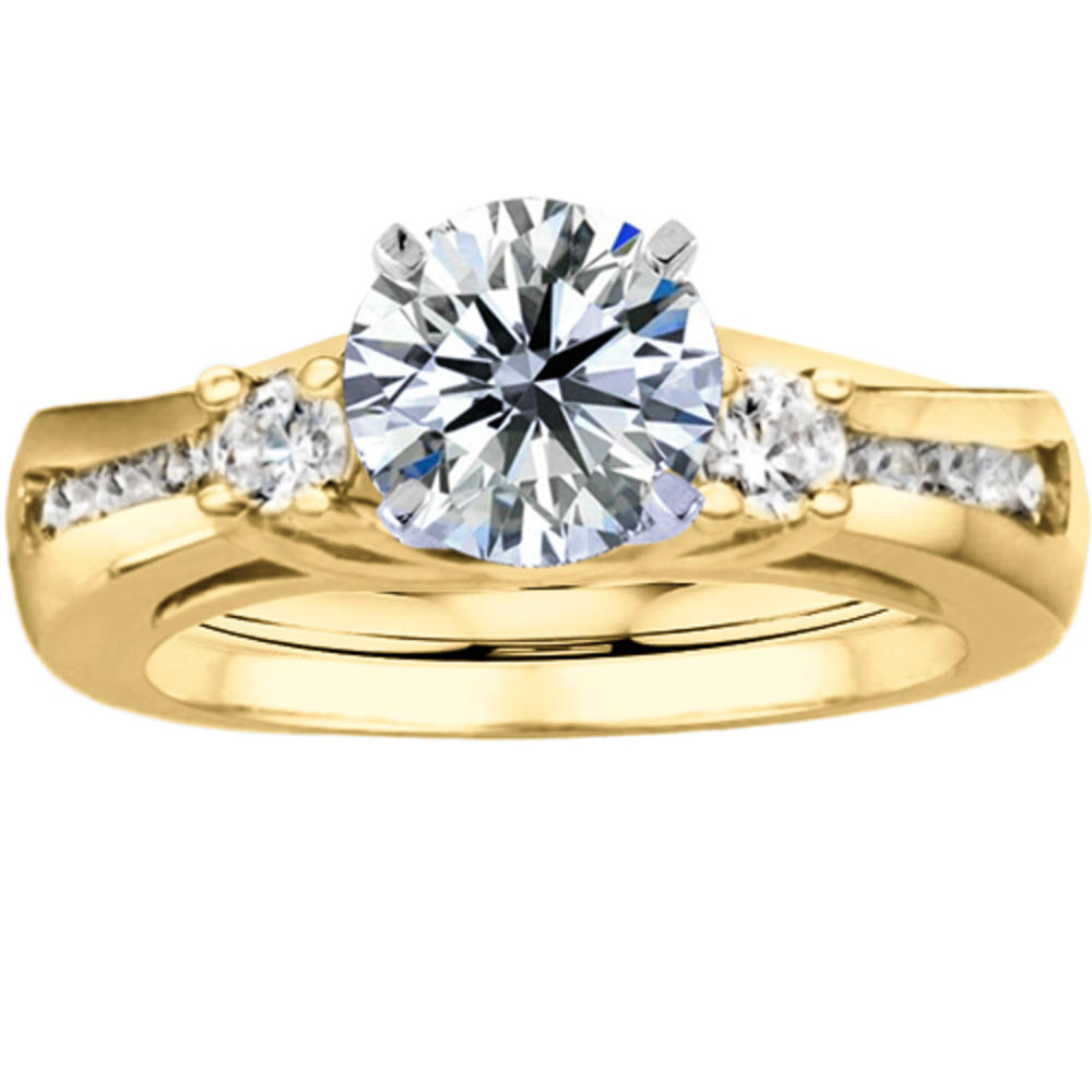 TwoBirch Moissanite Traditional Style Classic Ring Wrap in 14k Yellow Gold with Forever Brilliant Moissanite by Charles Colvard (0.46 CT)