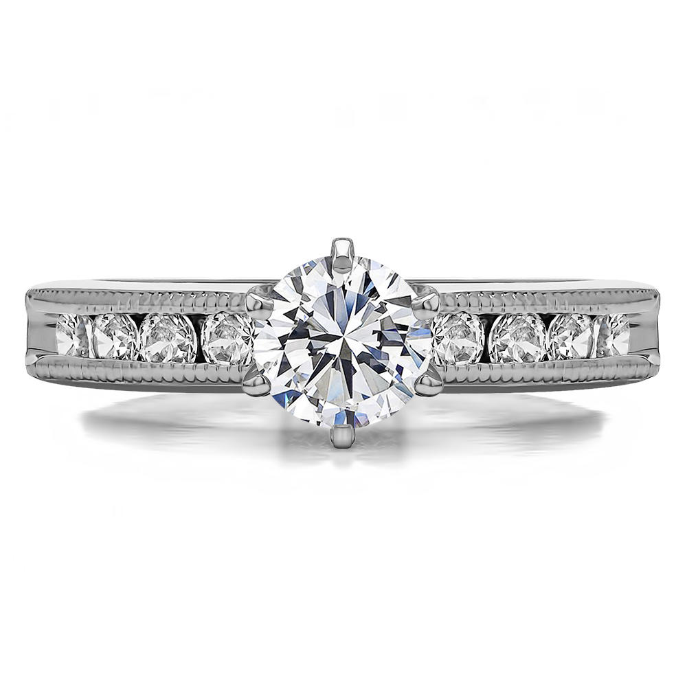 TwoBirch Traditional Vintage Promise Ring (0.51 Cts.) in Sterling Silver with Forever Brilliant Moissanite by Charles Colvard (0.51 CT)