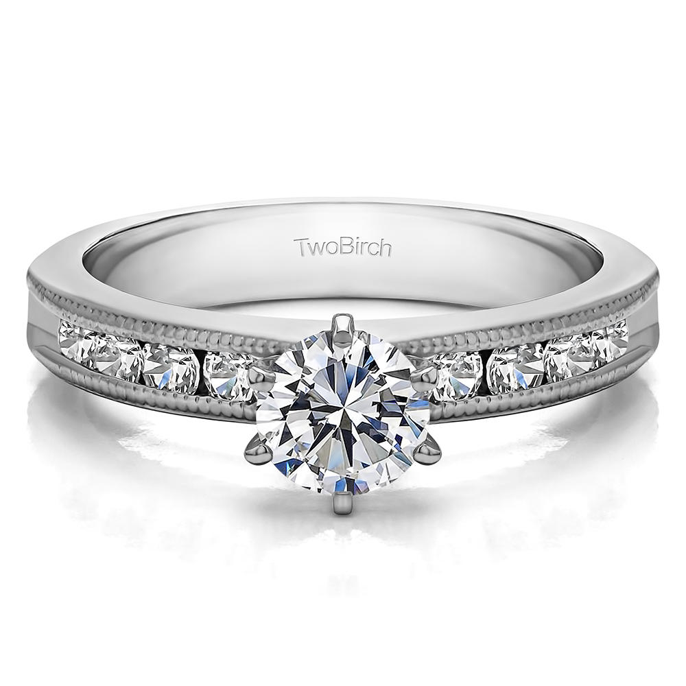 TwoBirch Traditional Vintage Promise Ring (0.51 Cts.) in Sterling Silver with Forever Brilliant Moissanite by Charles Colvard (0.51 CT)