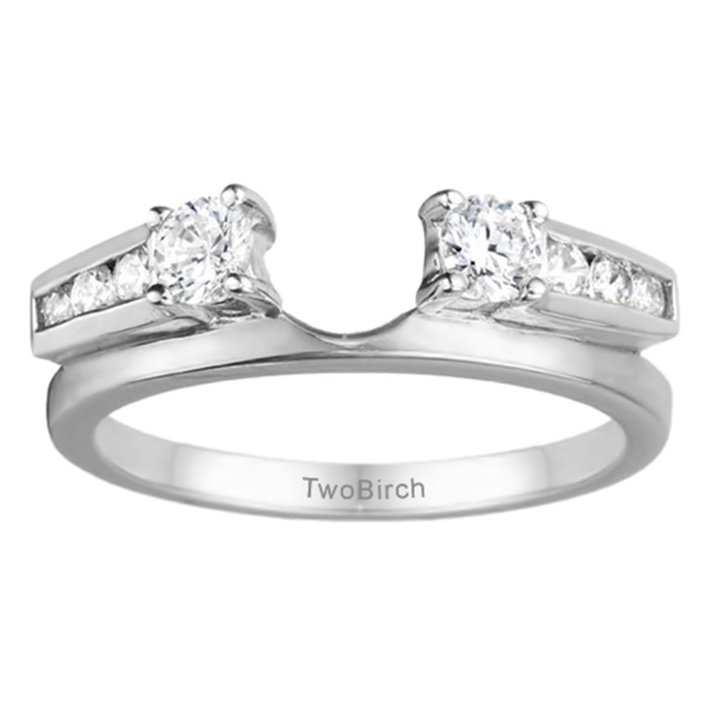 TwoBirch Moissanite Classic Solitaire Ring Wrap in 14k White Gold with Forever Brilliant Moissanite by Charles Colvard (0.36 CT)