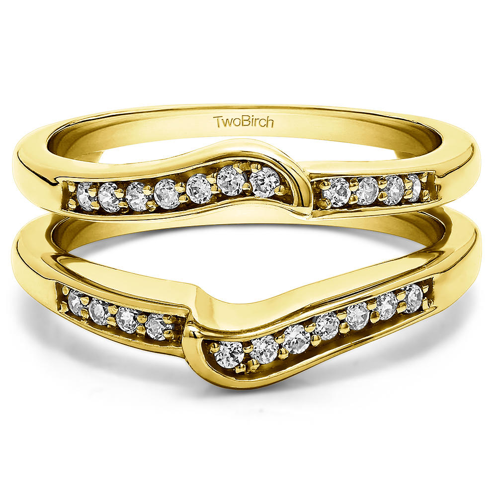 TwoBirch Gorgeous Knott Designed Ring Guard Enhancer in 14k Yellow Gold with Forever Brilliant Moissanite by Charles Colvard (0.17 CT)