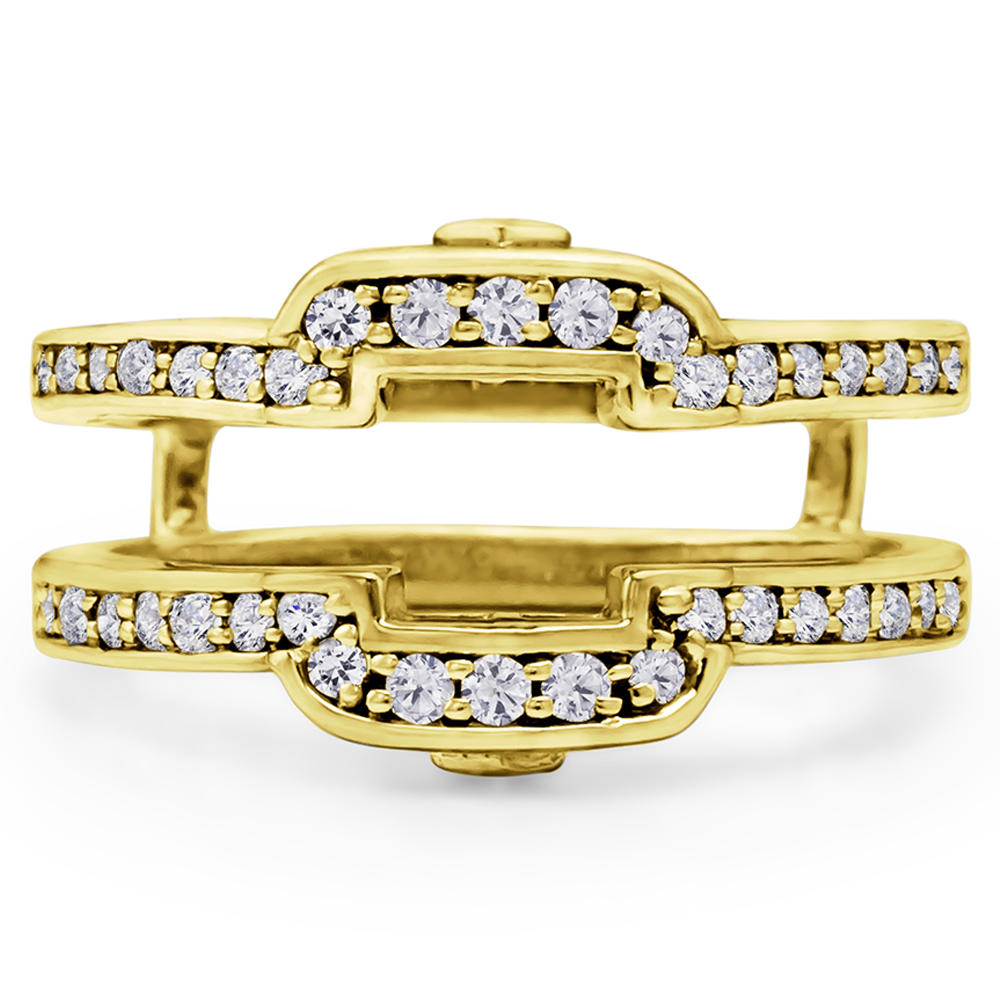 TwoBirch Square Halo Style Wedding Ring Guard in 10k Yellow gold with Cubic Zirconia (0.49 CT)