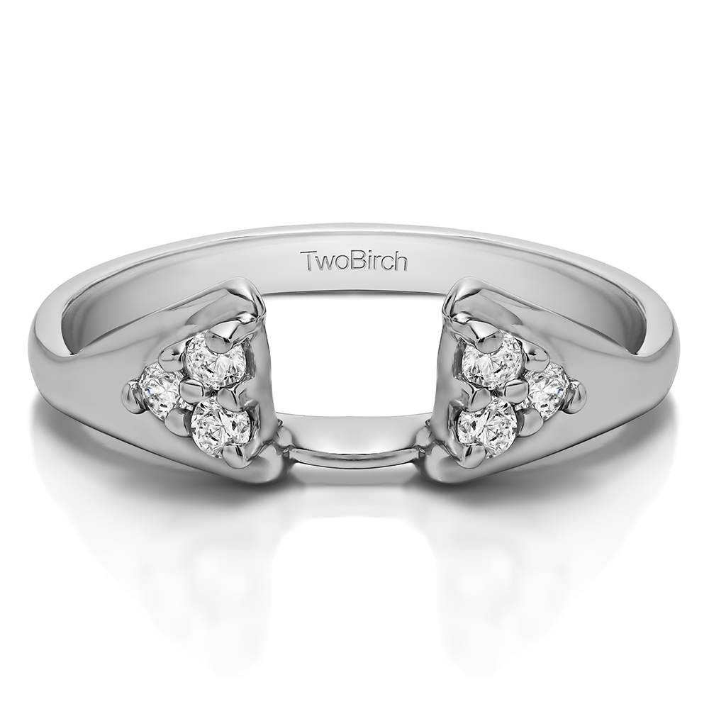 TwoBirch Fancy Three Stone Ring Wrap Enhancer in 10k White Gold with Cubic Zirconia (0.15 CT)