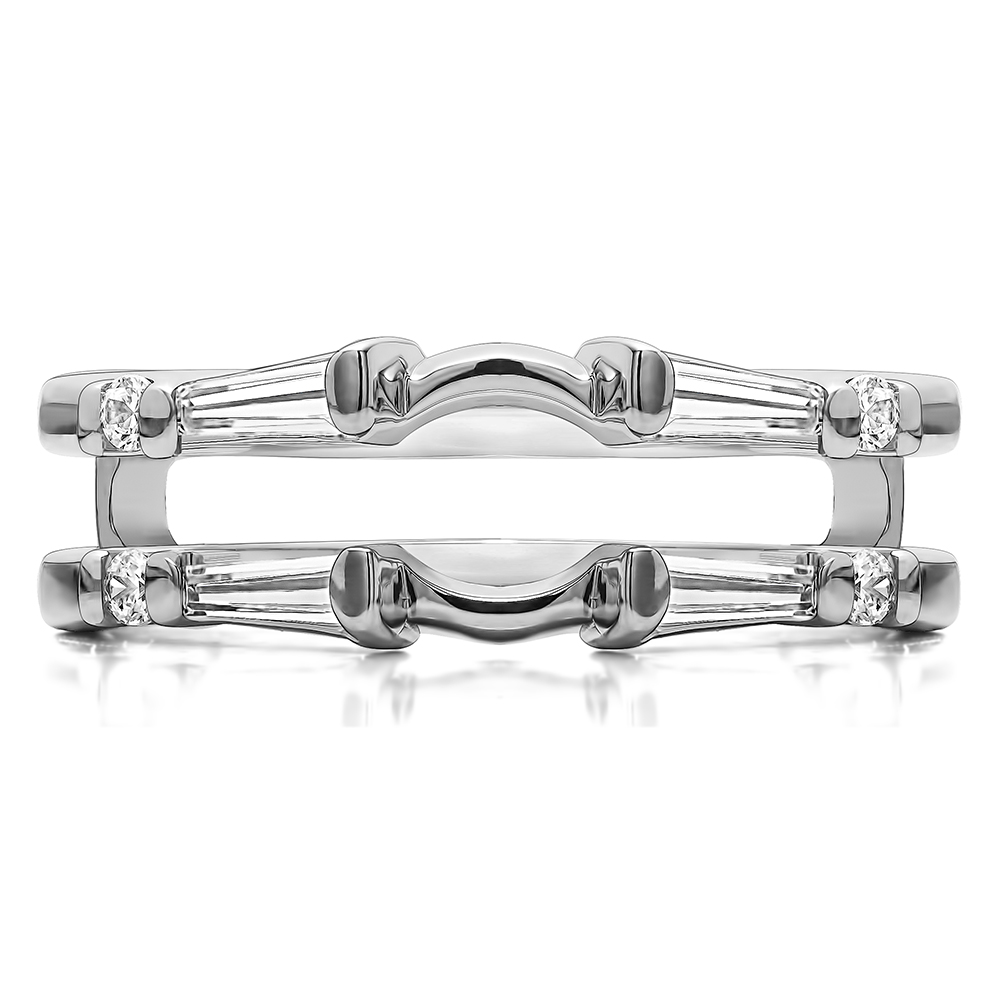 TwoBirch Simple Classic Style Ring Guard in Sterling Silver with Cubic Zirconia (0.46 CT)