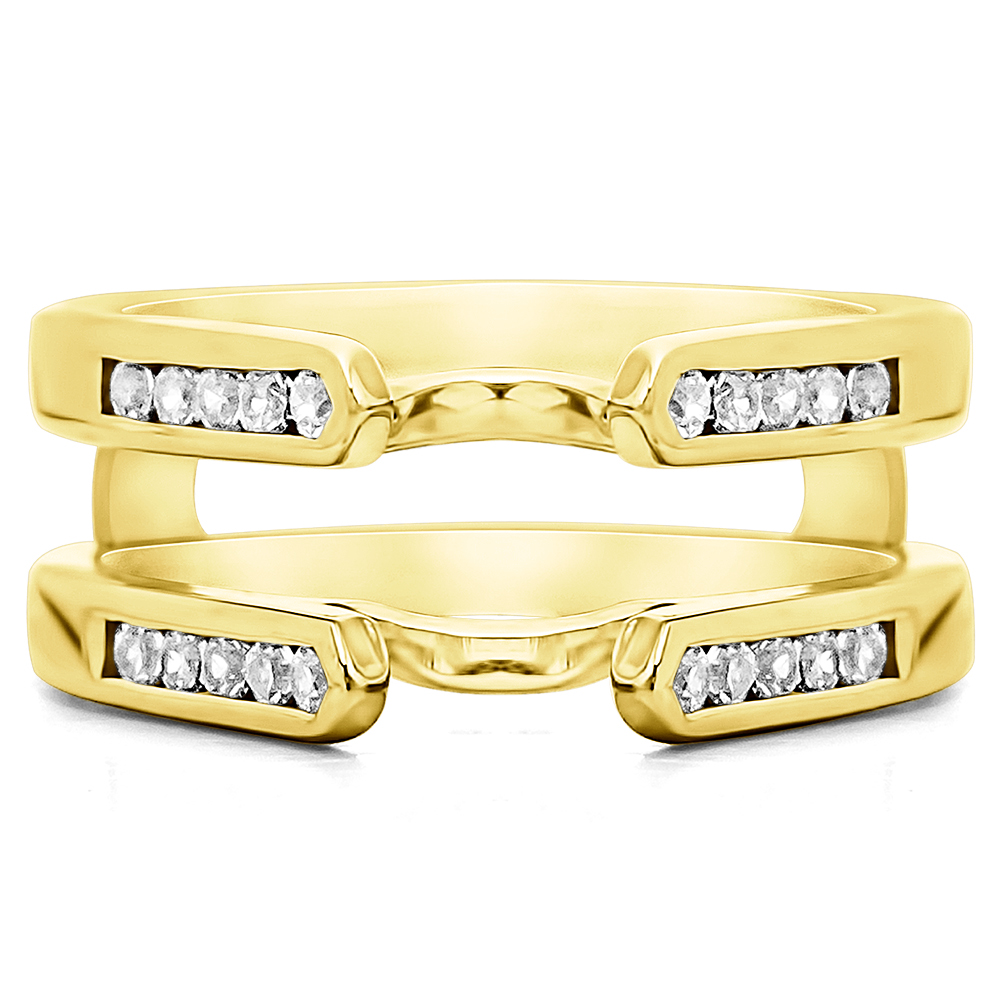 TwoBirch Channel Set Cathedral Style Ring Guard in 10k Yellow gold with Cubic Zirconia (0.7 CT)