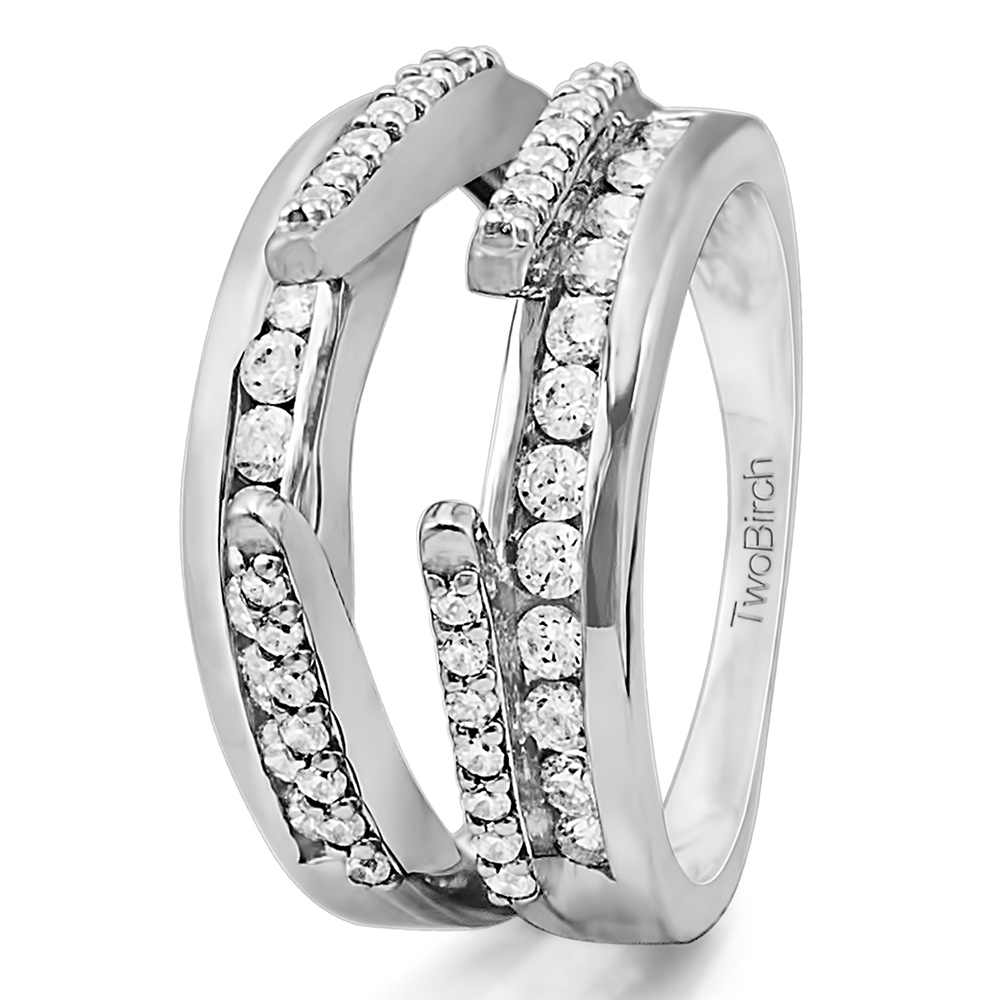 TwoBirch Combination Cathedral and Classic Ring Guard in Yellow Silver with Cubic Zirconia (0.49 CT)