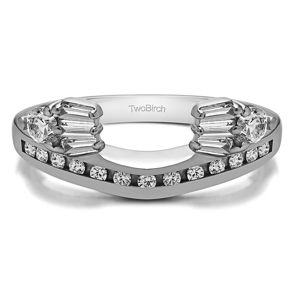 TwoBirch Classic Style Anniversary Ring Wrap in Sterling Silver with Cubic Zirconia (0.39 CT)