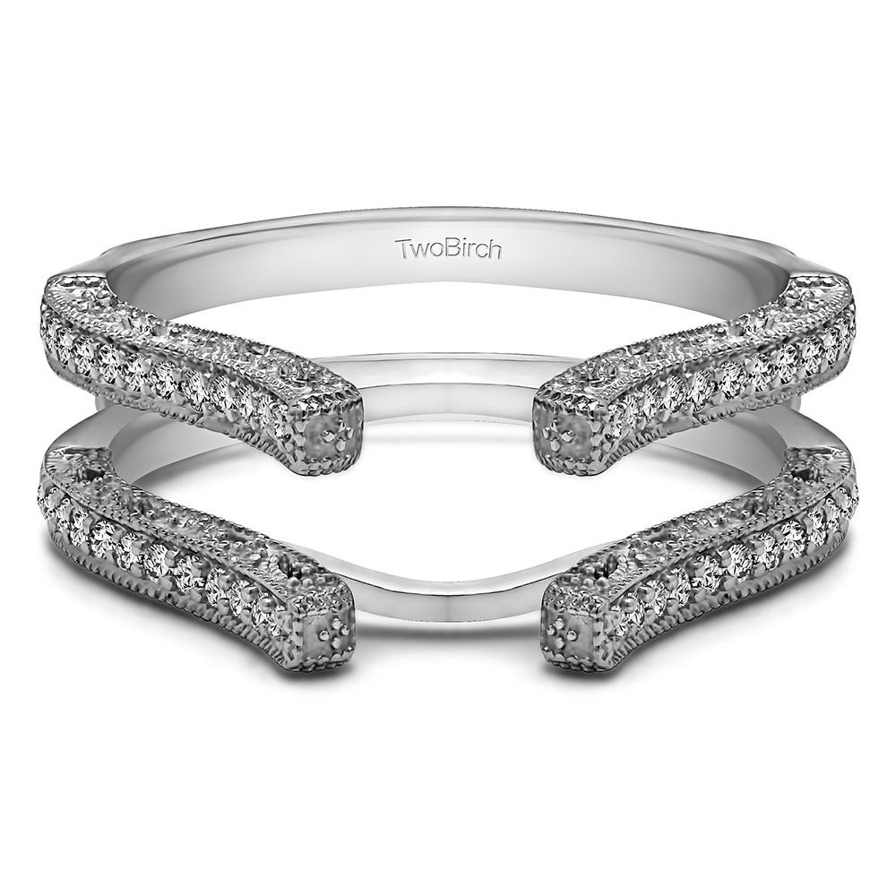 TwoBirch Cathedral Filigree Wedding Ring Guard  in Sterling Silver with Cubic Zirconia (0.36 CT)