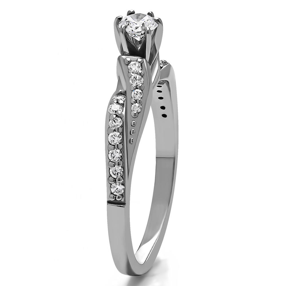 TwoBirch Twisted Shank Promise Ring in Sterling Silver with Cubic Zirconia (0.5 CT)