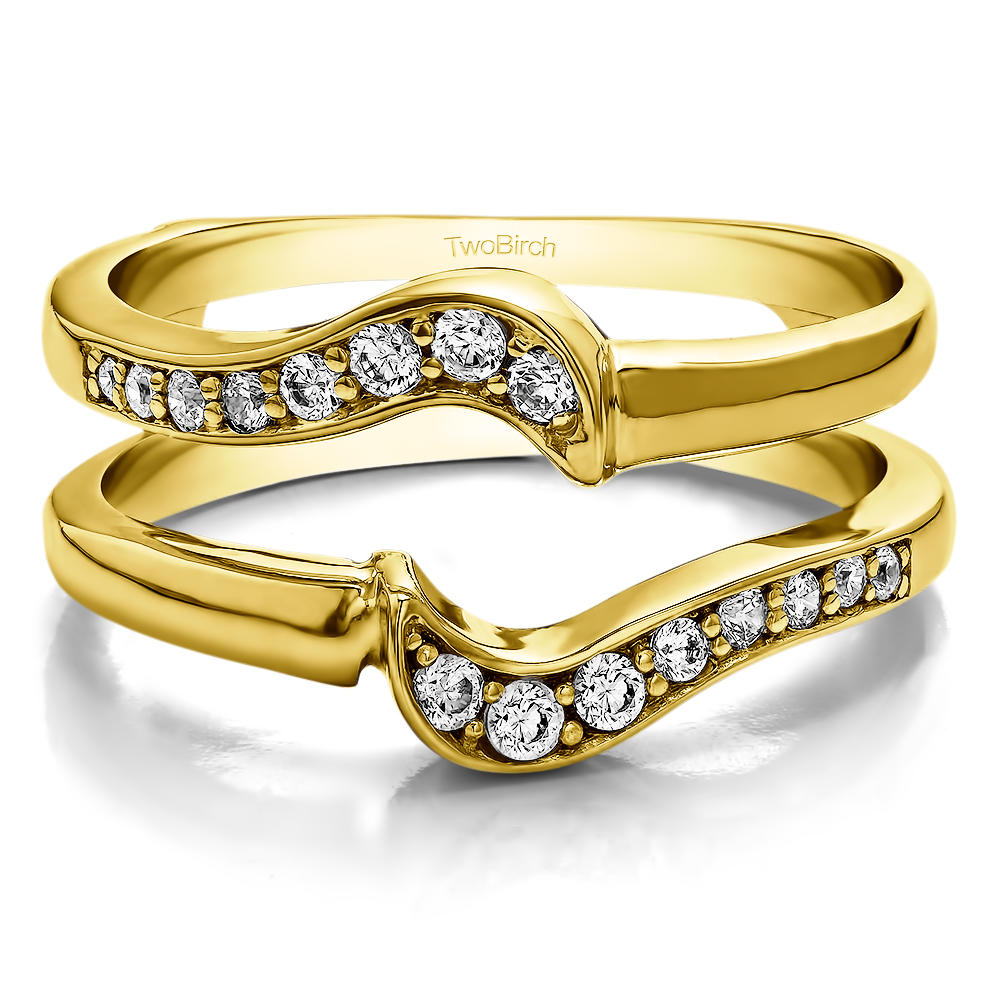 TwoBirch Small Knott Ring Guard Enhancer in Yellow Silver with Cubic Zirconia (0.24 CT)