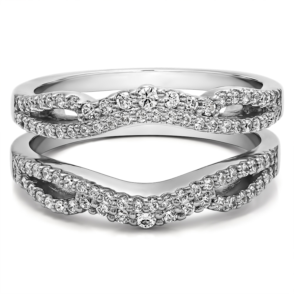 TwoBirch Double Infinity Wedding Ring Guard Enhancer in Sterling Silver with Cubic Zirconia (0.49 CT)
