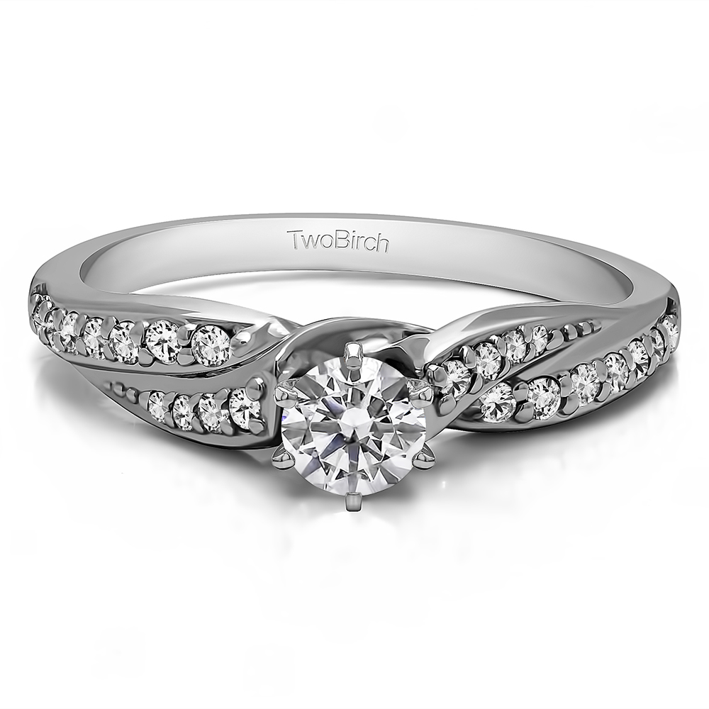 TwoBirch Infinity Wave Promise Ring in 10k White Gold with Cubic Zirconia (0.32 CT)