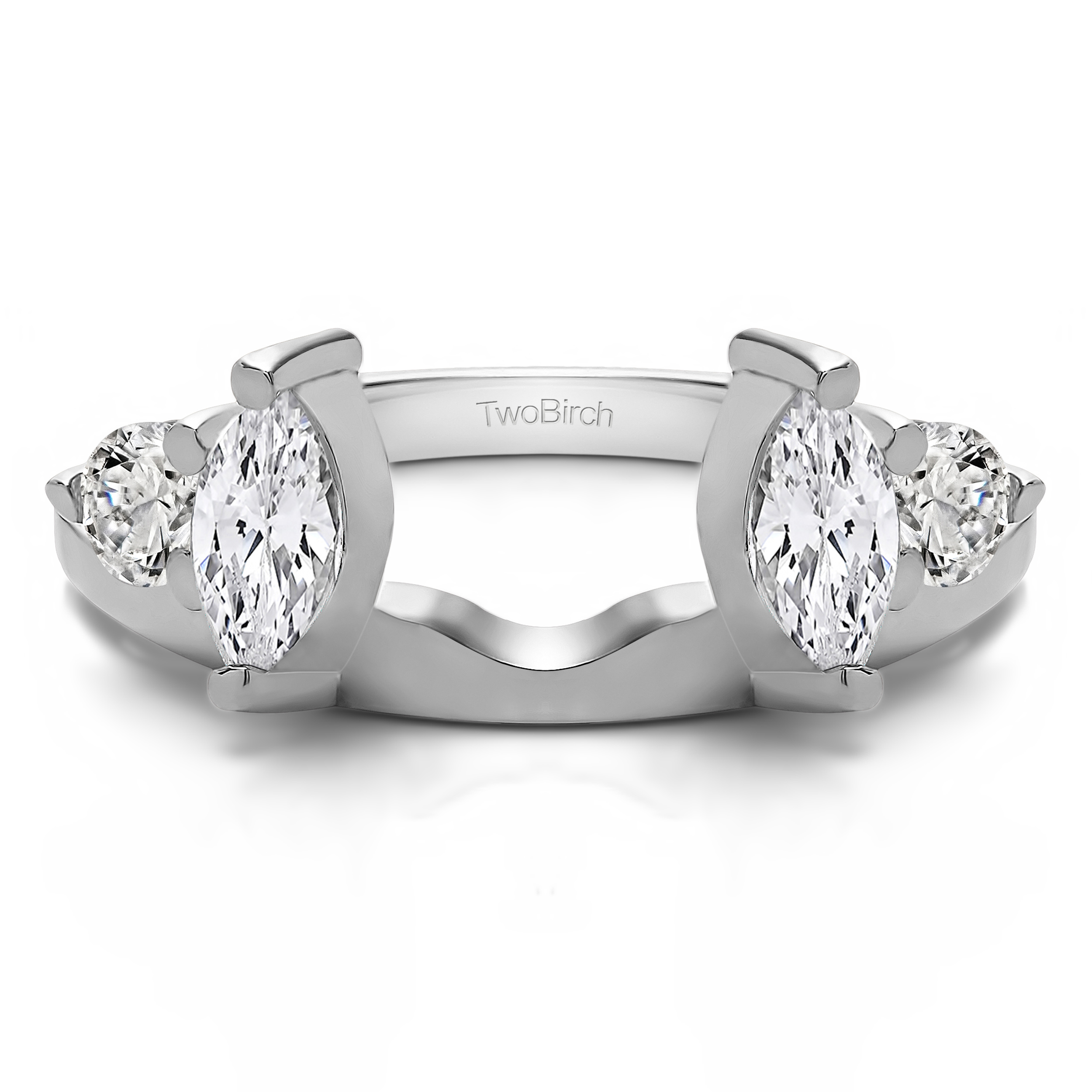 TwoBirch Delicate Ring Wrap Enhancer in Sterling Silver with Cubic Zirconia (0.5 CT)