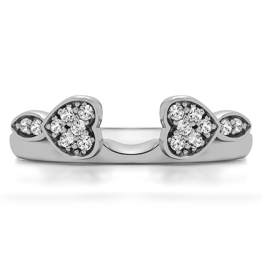 TwoBirch Heart Shaped Anniversary Ring Wrap in Sterling Silver with Cubic Zirconia (0.16 CT)