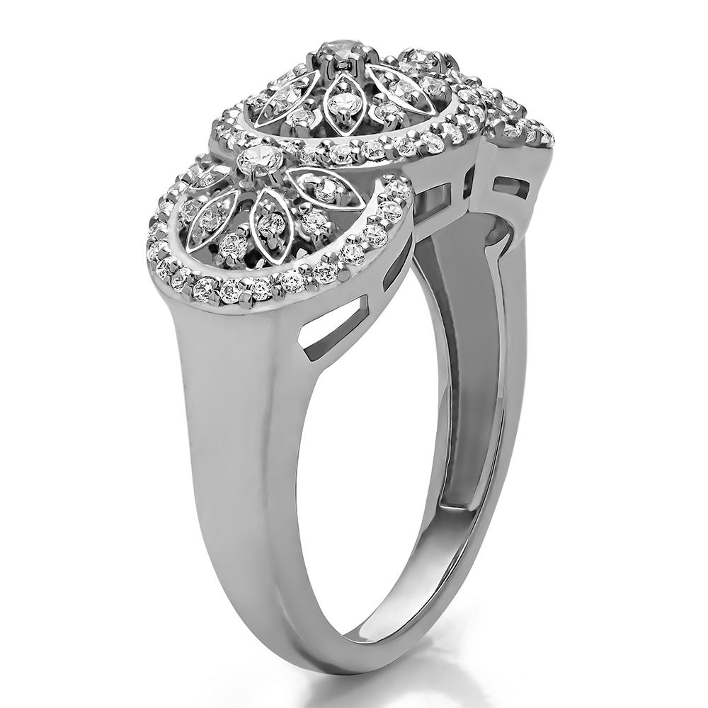 TwoBirch 1/2CT Pave Set  Flower Anniversary Ring in 10k Yellow gold with Diamonds (G-H,I2-I3) (0.49 CT)