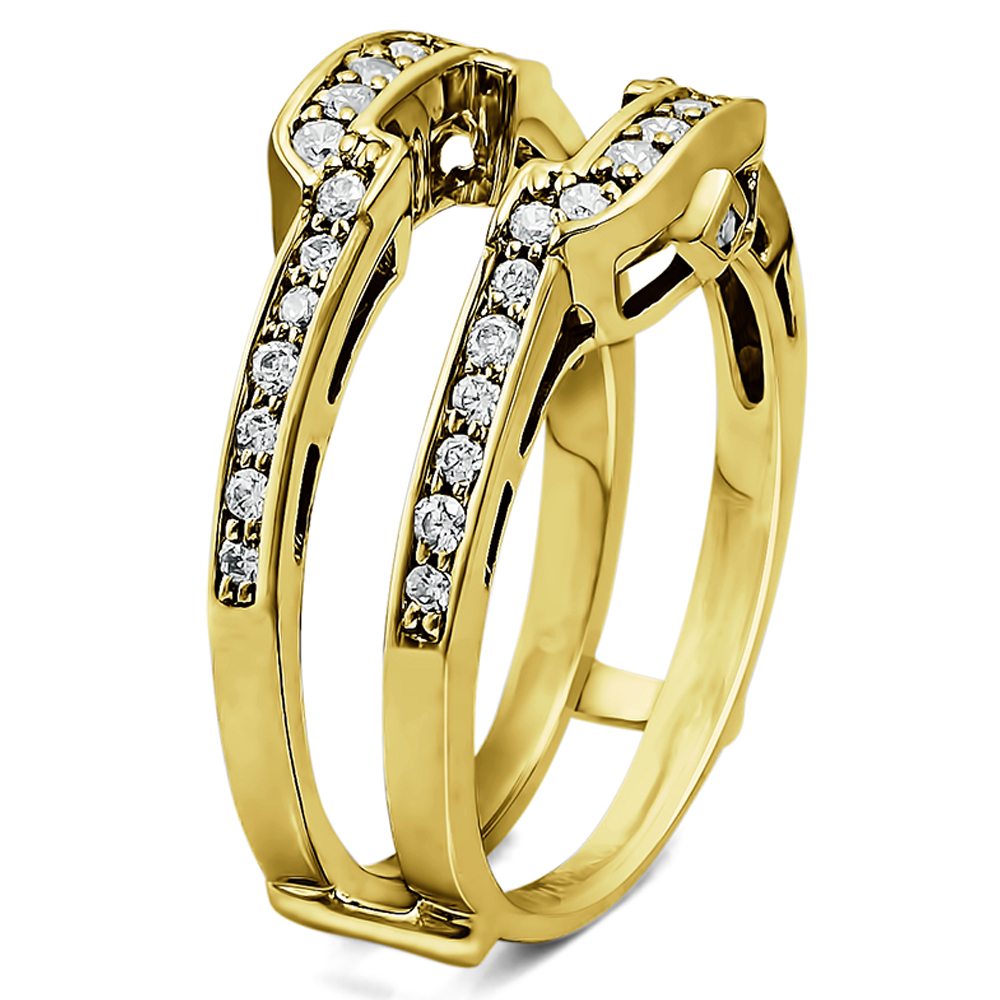 TwoBirch Square Halo Style Wedding Ring Guard in 10k Yellow gold with Cubic Zirconia (0.49 CT)