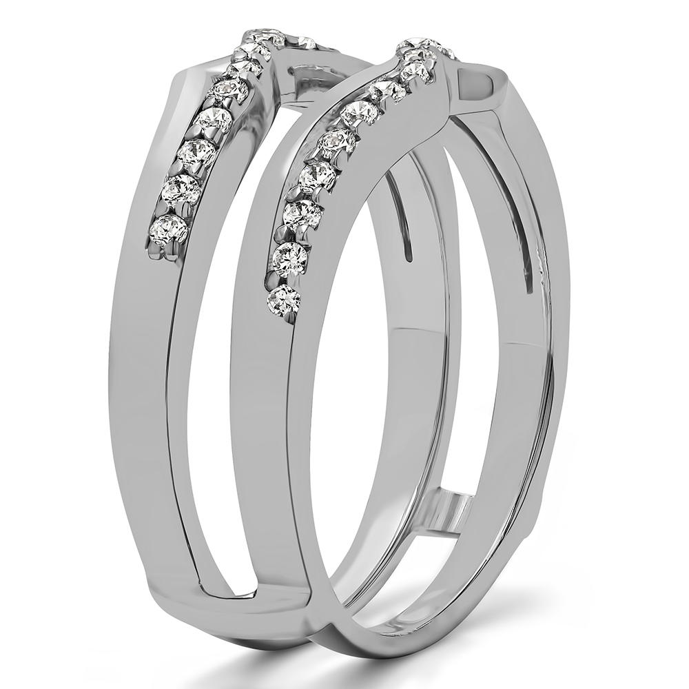 TwoBirch Criss Cross Ring Guard Enhancer  in Sterling Silver with Cubic Zirconia (0.34 CT)