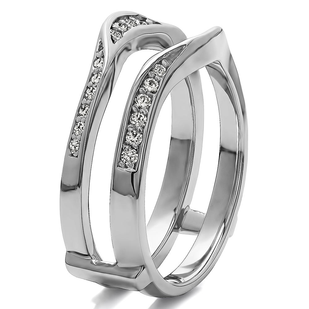 TwoBirch Ring Guard in 14k White Gold with Forever Brilliant Moissanite by Charles Colvard (0.35 CT)