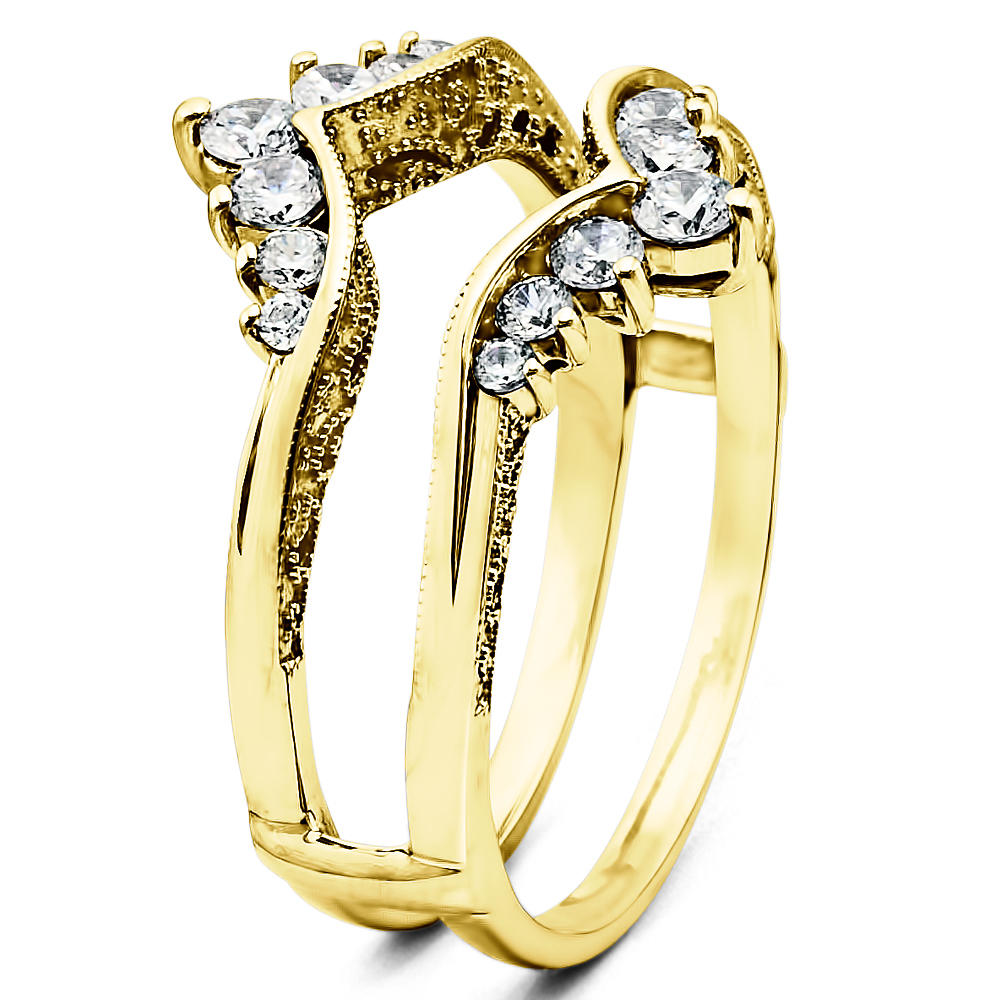 TwoBirch Ring Guard in Yellow Silver with Diamonds (G-H,I2-I3) (0.74 CT)