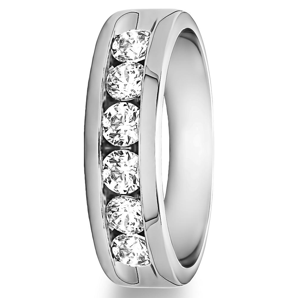 TwoBirch Channel Set Gent's Band with Open Ends in 10k Yellow gold with Diamonds (G-H,I2-I3) (0.99 CT)